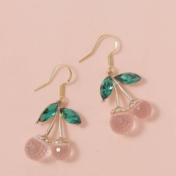 Anthro Pink cherry drop earrings - Picture 2 of 6